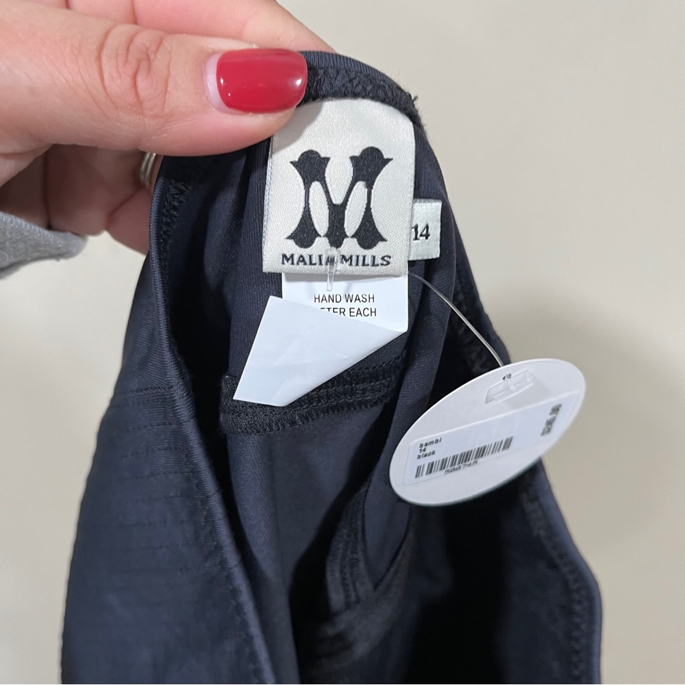 NWT Malia Mills BAMBI - SIGNATURE BLACK bikini bottoms high rise size 14 - Picture 8 of 10